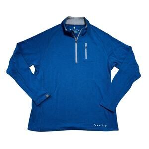 FREE FLY Bamboo Performance Apparel size men's Medium, Blue, 1/4 zip;